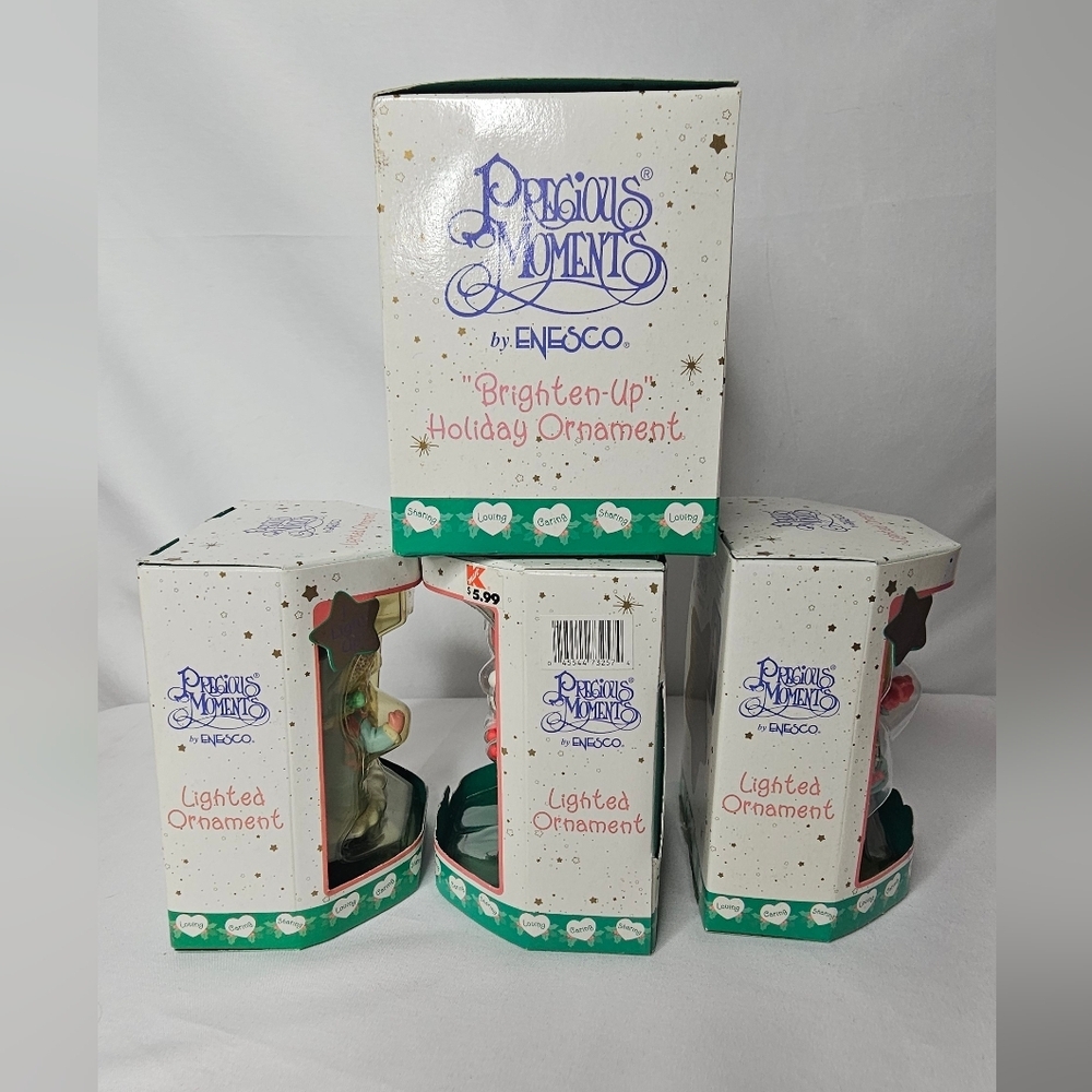 Precious Moments Lighted Ornaments Lot of 4 Enesco Christmas Vintage New In Box - Picture 3 of 8